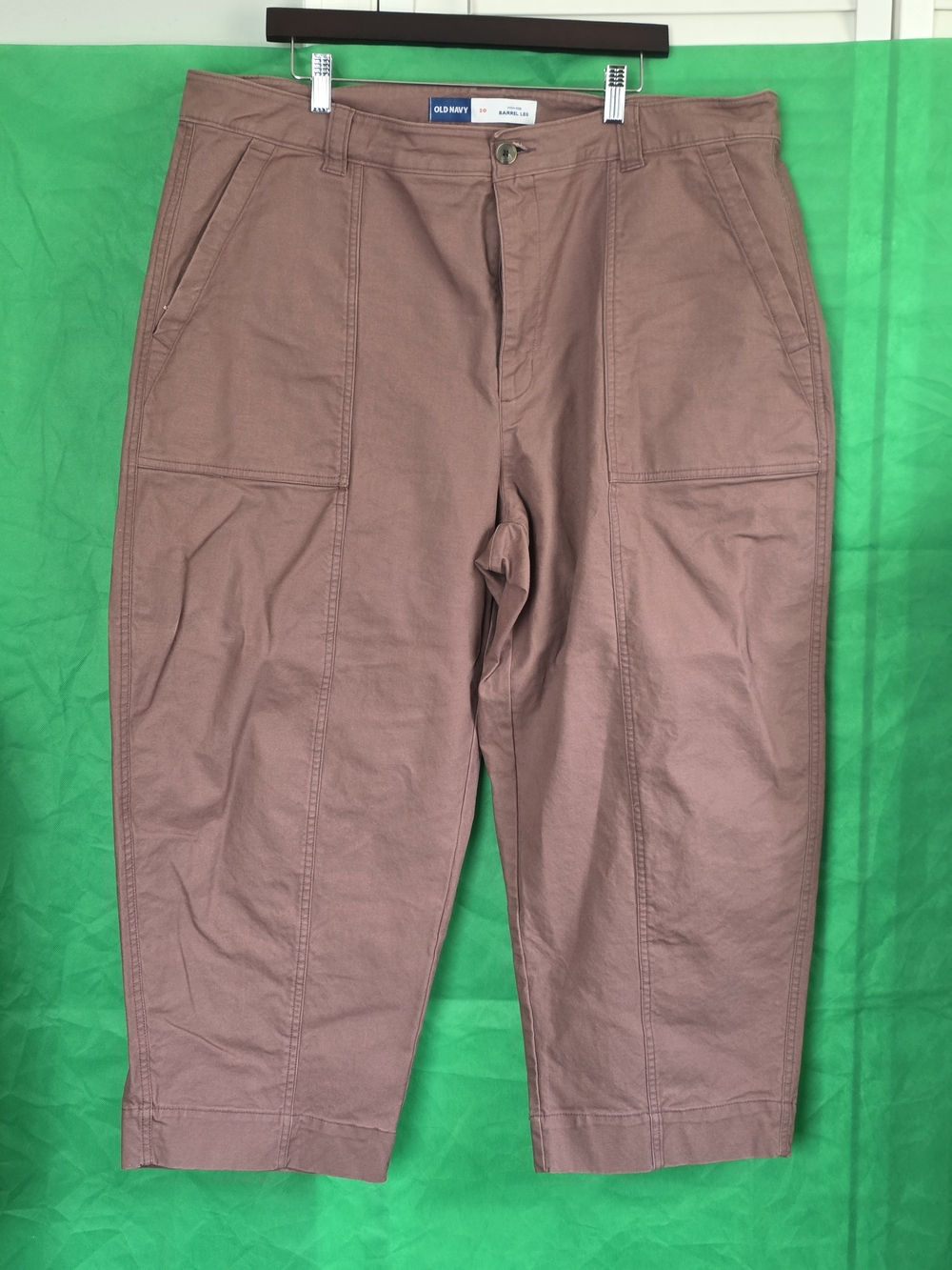Old Navy Women’s High Rise Barrel Pants Cropped Brown Relaxed Fit 20